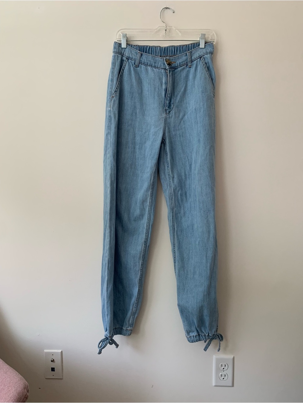 ZARA - Small Baggy - Light Blue Women's Tie-Hem Jeans